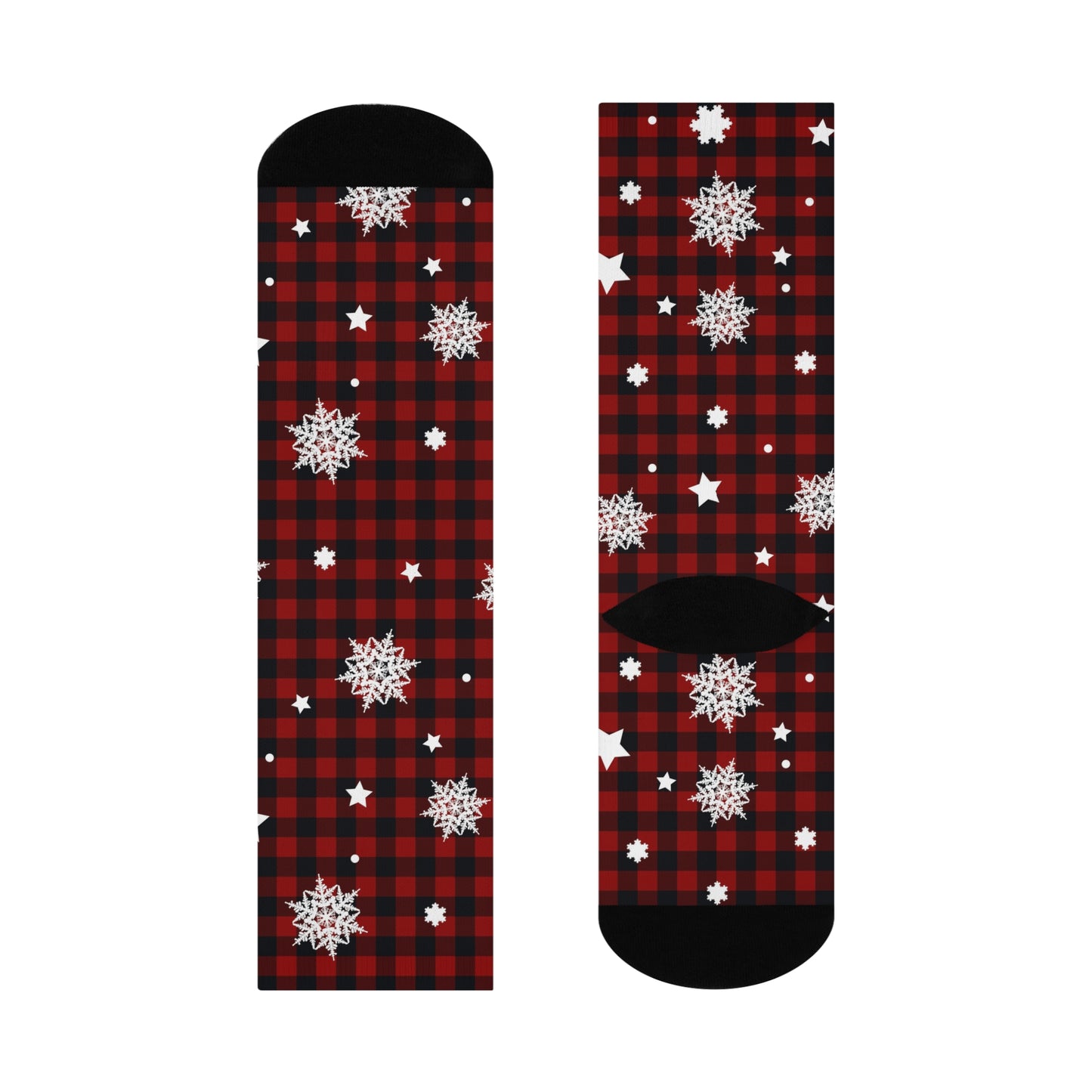 Holiday Red Blk Cushioned Crew Socks