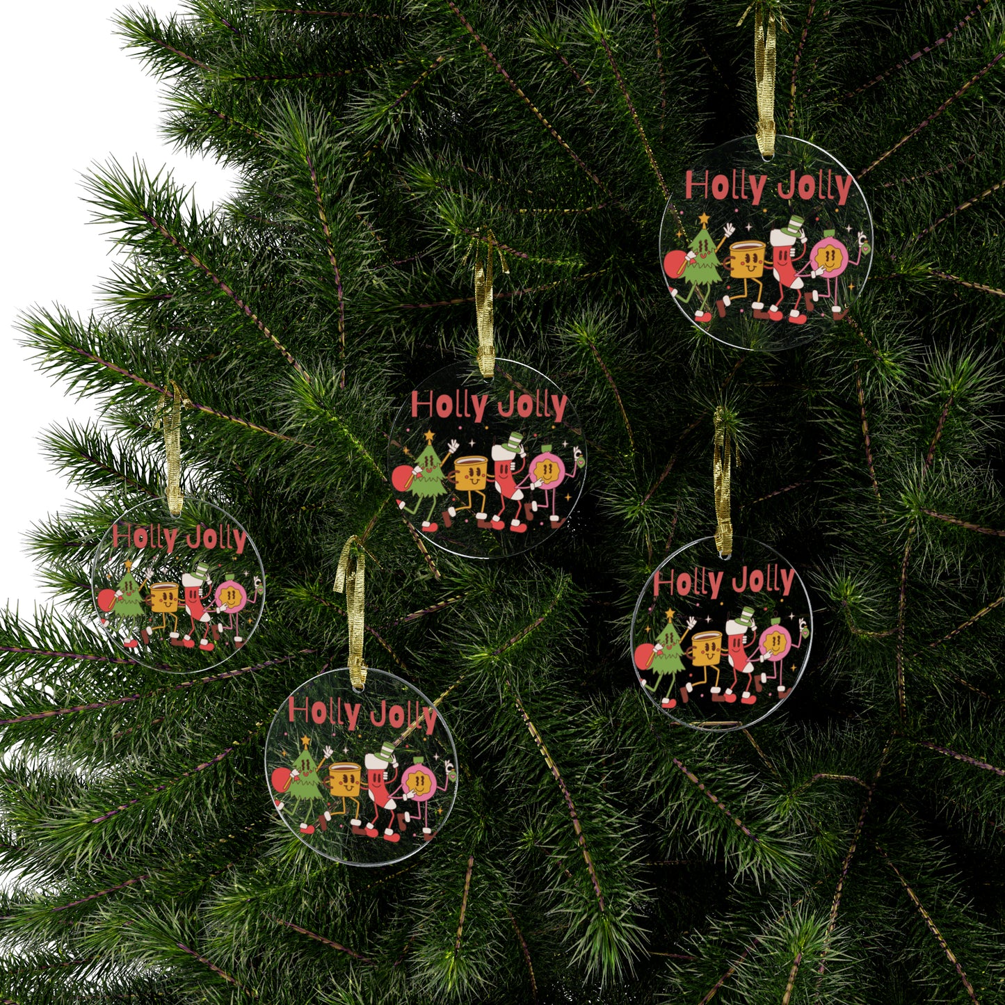 Holly Jolly Christmas Acrylic Ornaments