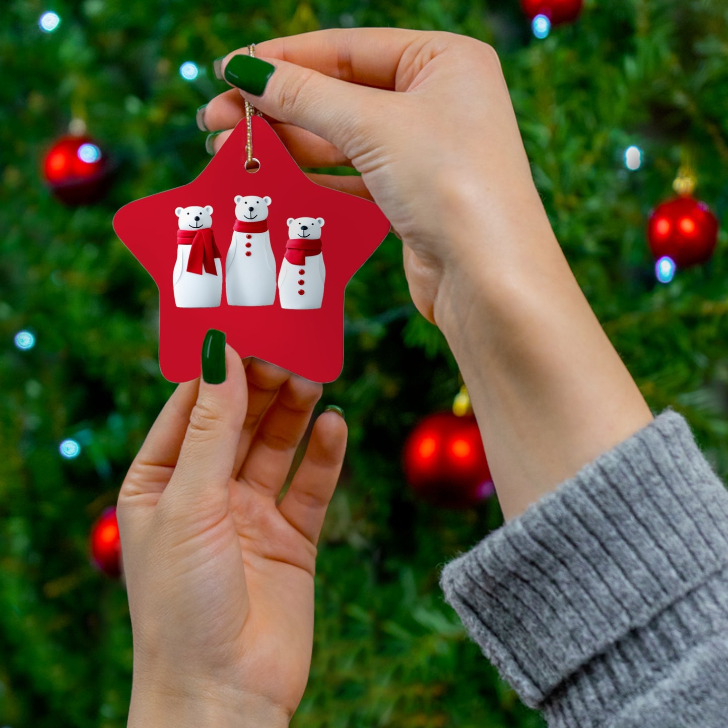 Polar Bear Family | Ceramic Ornament, 4 Shapes