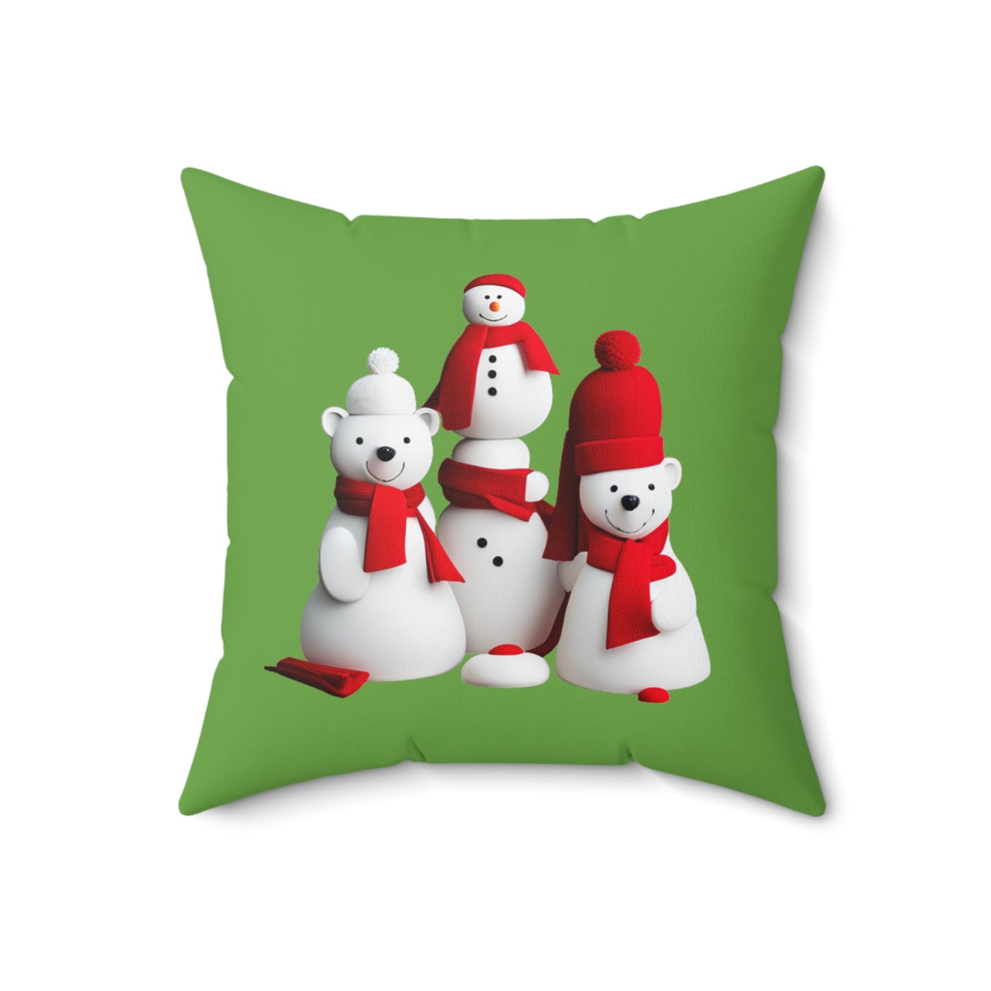 Polar Bear Festivities Spun Polyester Square Pillow