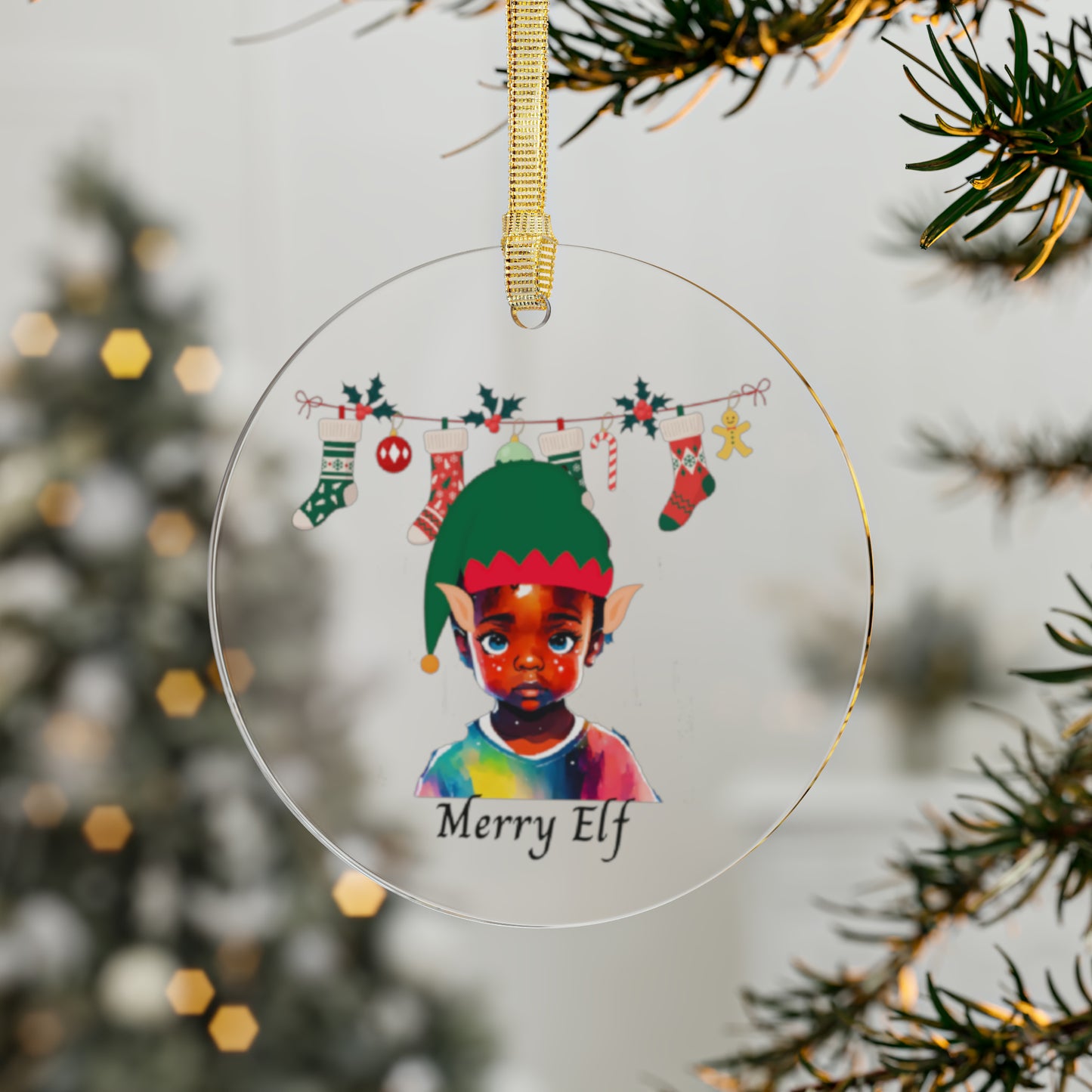 Merry Elf |  Clear Acrylic Ornaments