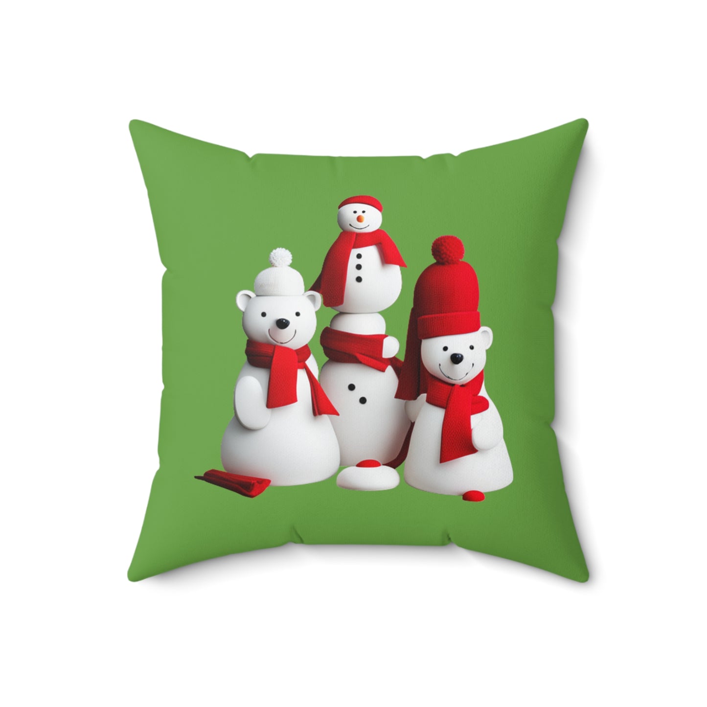 Polar Bear Festivities Spun Polyester Square Pillow