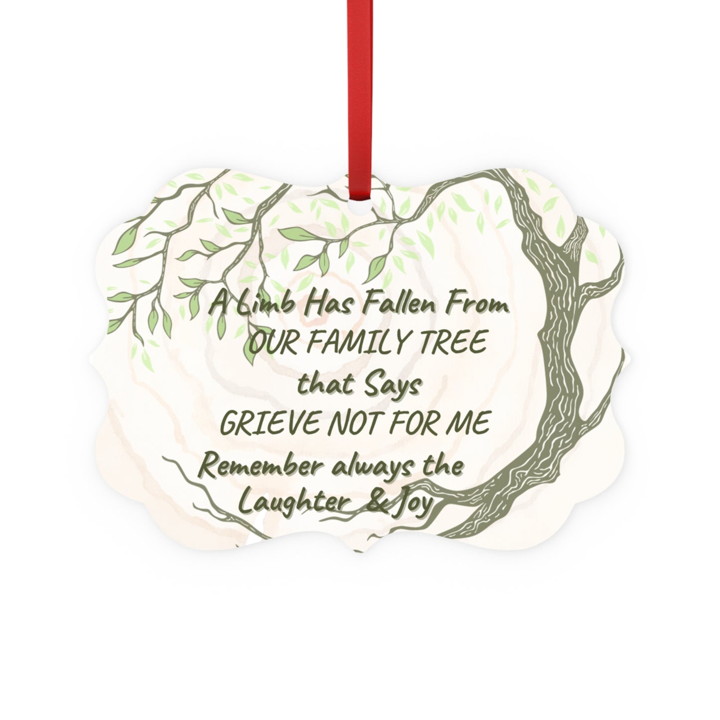 Elegant Memorial Ornaments! - (metal) A limb has Fallen | Metal Plaque Ornament