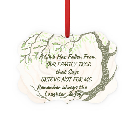 Elegant Memorial Ornaments! - (metal) A limb has Fallen | Metal Plaque Ornament