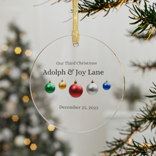 Personalized Ornament - Our Third Christmas as Mr & Mrs Acrylic Ornaments