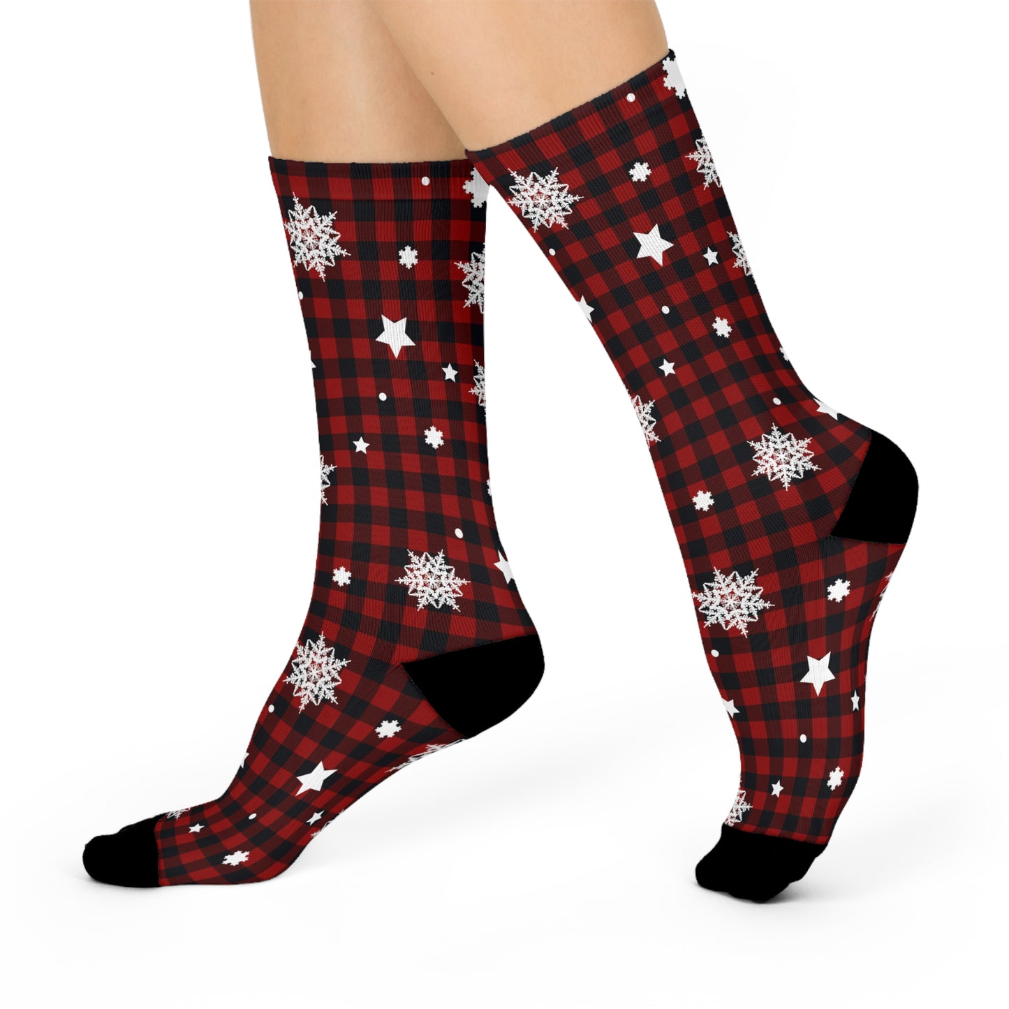 Holiday Red Blk Cushioned Crew Socks