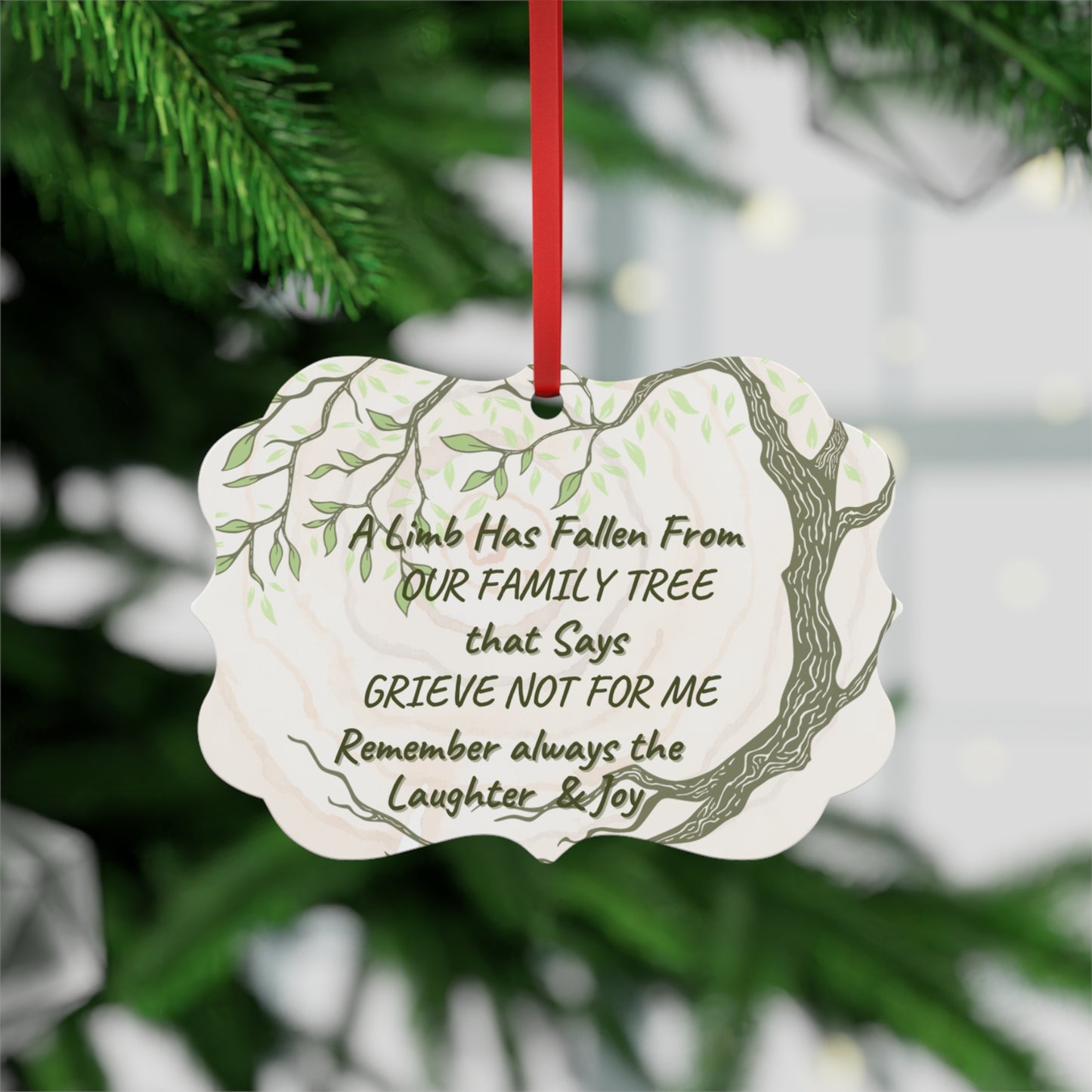 Elegant Memorial Ornaments! - (metal) A limb has Fallen | Metal Plaque Ornament