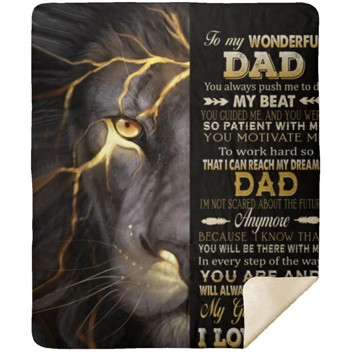 My Dad Lion from daughter MSHM Premium Sherpa Blanket 50x60