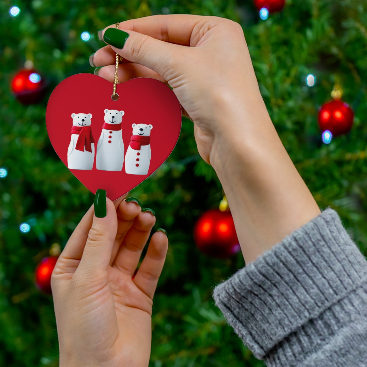 Polar Bear Family | Ceramic Ornament, 4 Shapes