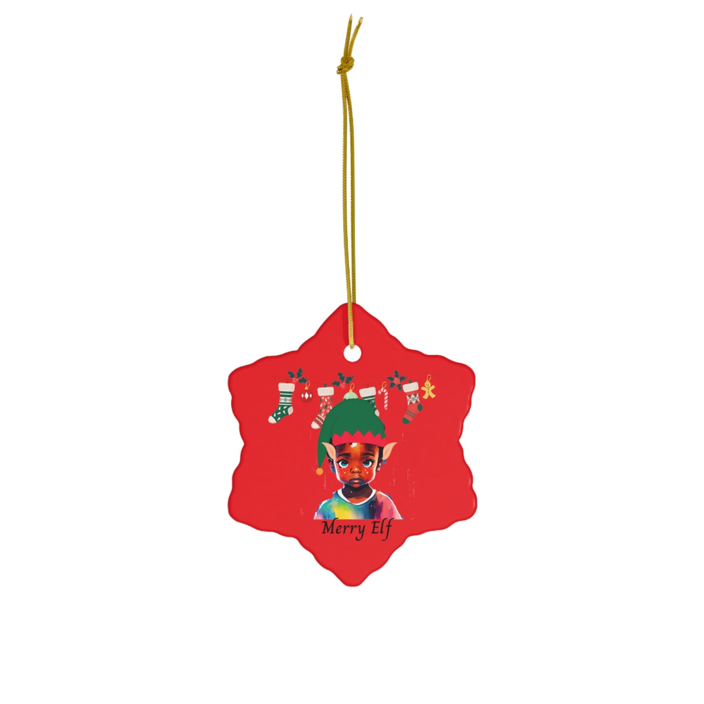 Merry Elf (red) | Ceramic Ornament, 2 Shapes