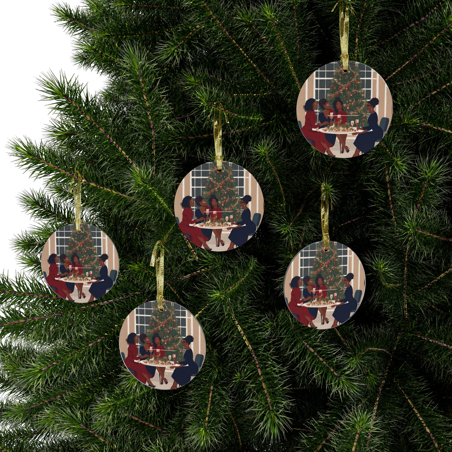 Sisters Gathering for the Holidays Acrylic Ornaments