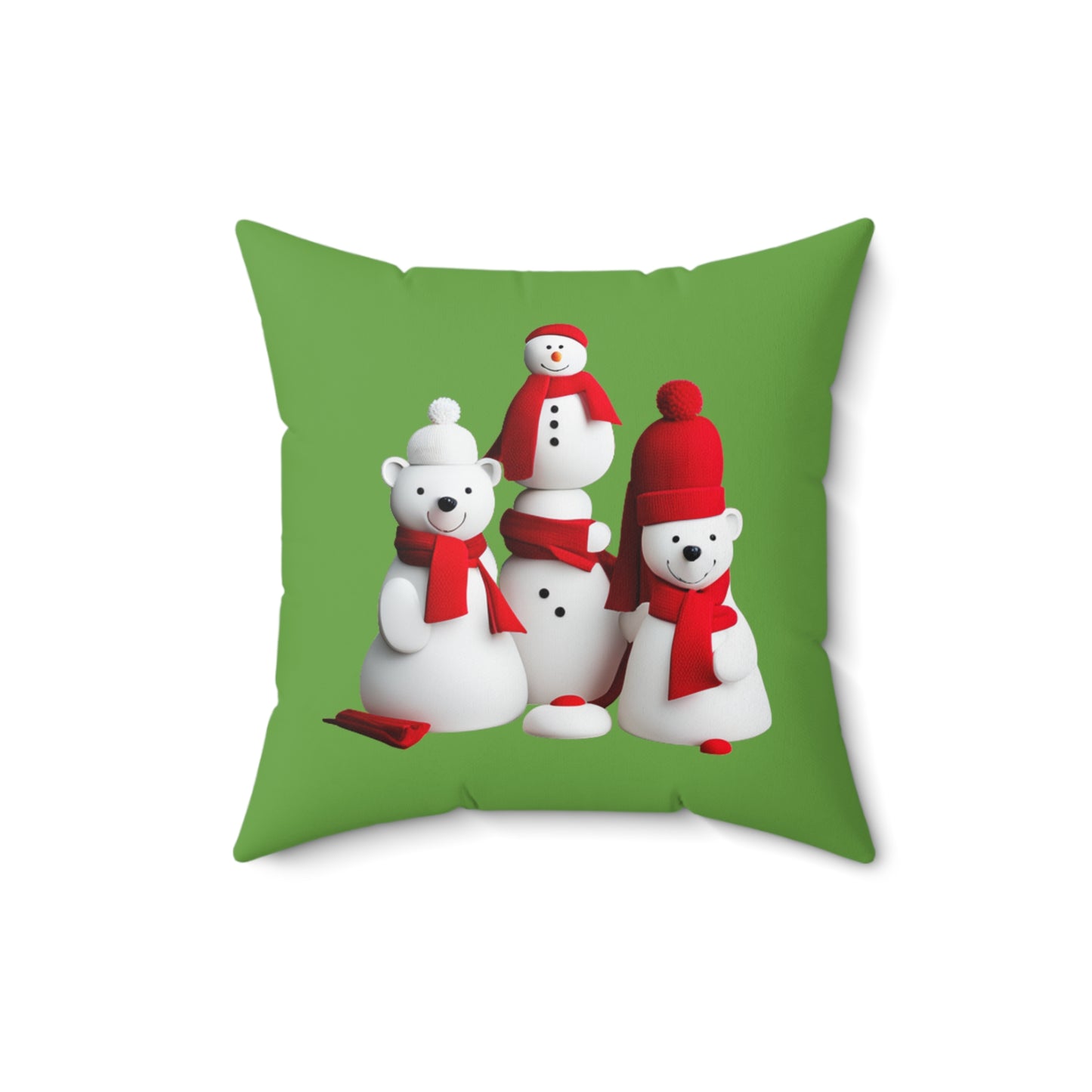 Polar Bear Festivities Spun Polyester Square Pillow