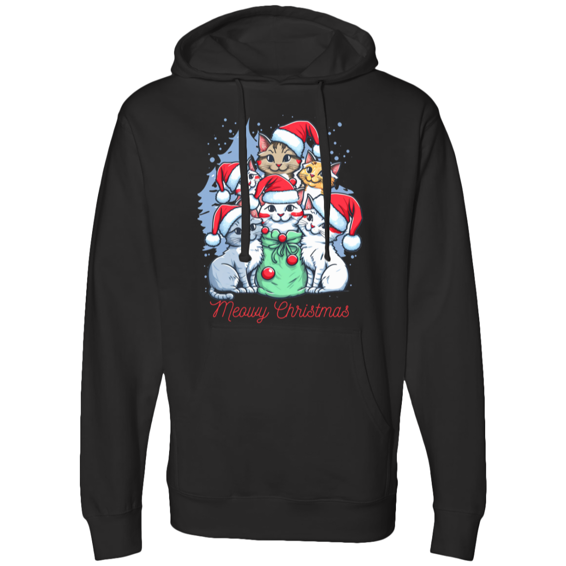 Meowy Christmas  Midweight Hooded Sweatshirt