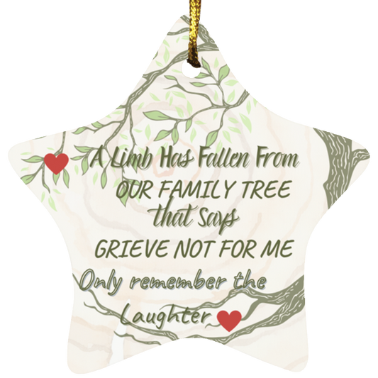 Elegant MEMORIAL ORNAMENT- A LIMB HAS FALLEN | Star Ornament