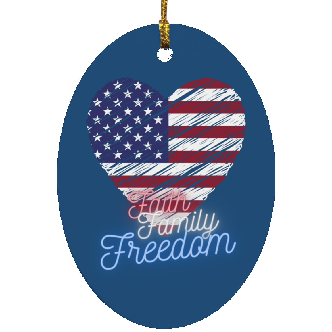 Faith, Family, and Freedom Oval Ornament