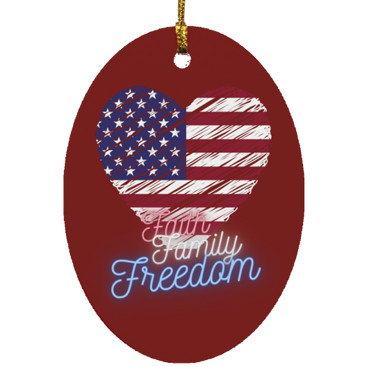 Faith, Family, and Freedom Oval Ornament