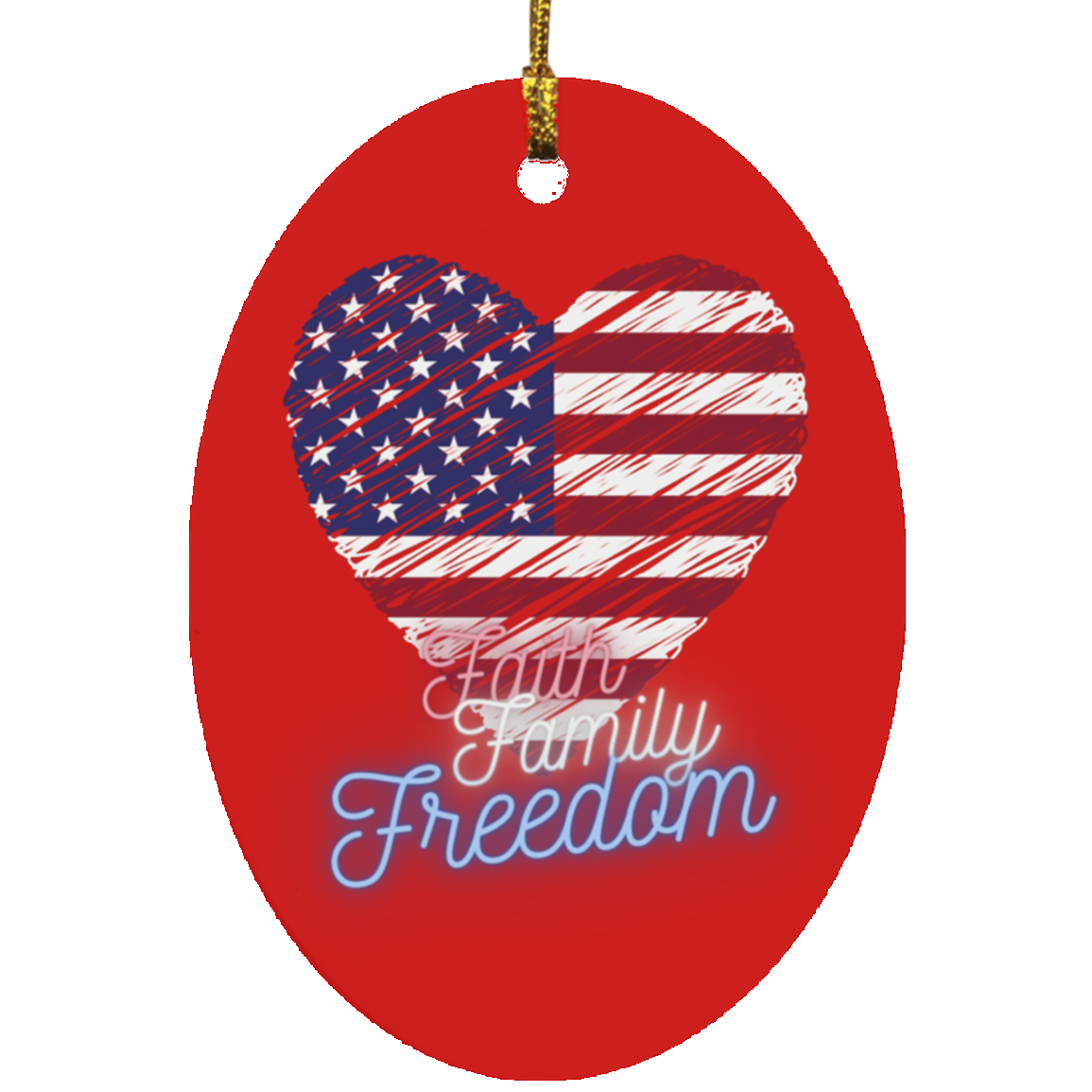 Faith, Family, and Freedom Oval Ornament