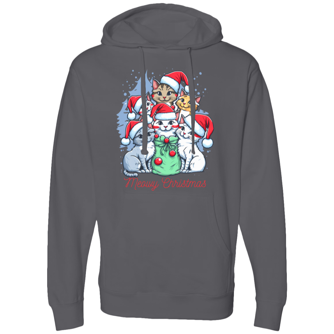 Meowy Christmas  Midweight Hooded Sweatshirt