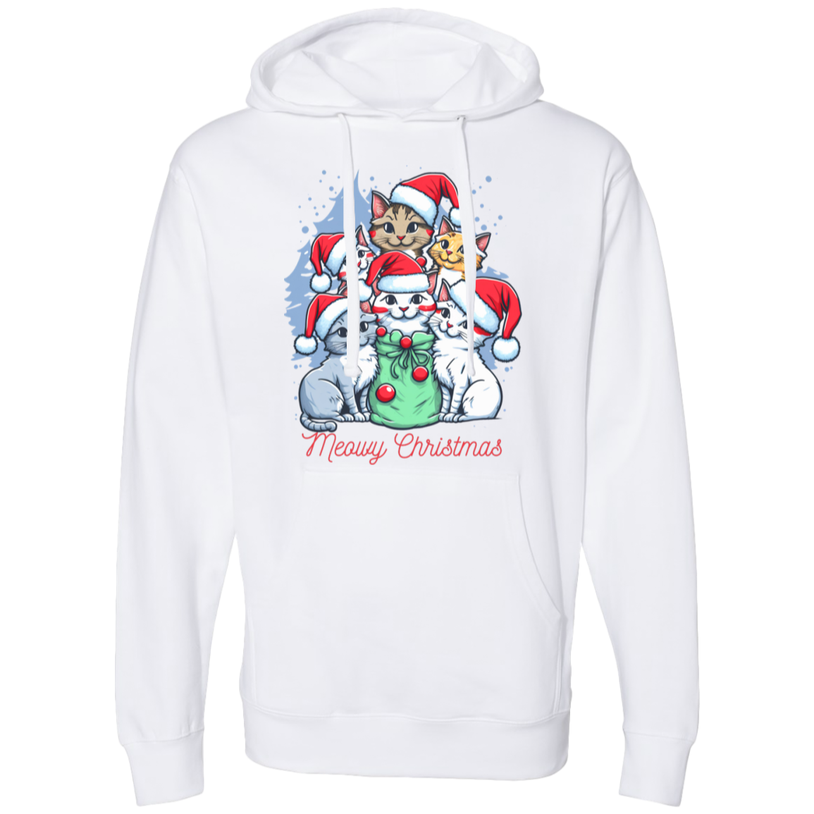 Meowy Christmas  Midweight Hooded Sweatshirt