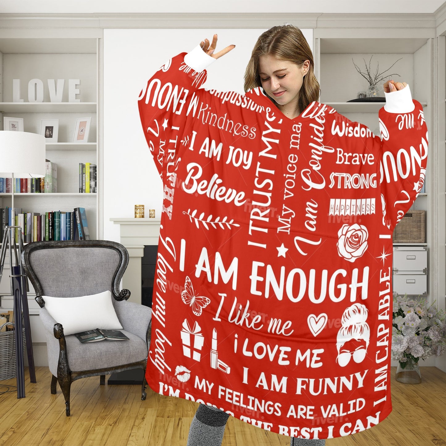 Affirmation Blanket |Unisex Blanket Hoodie